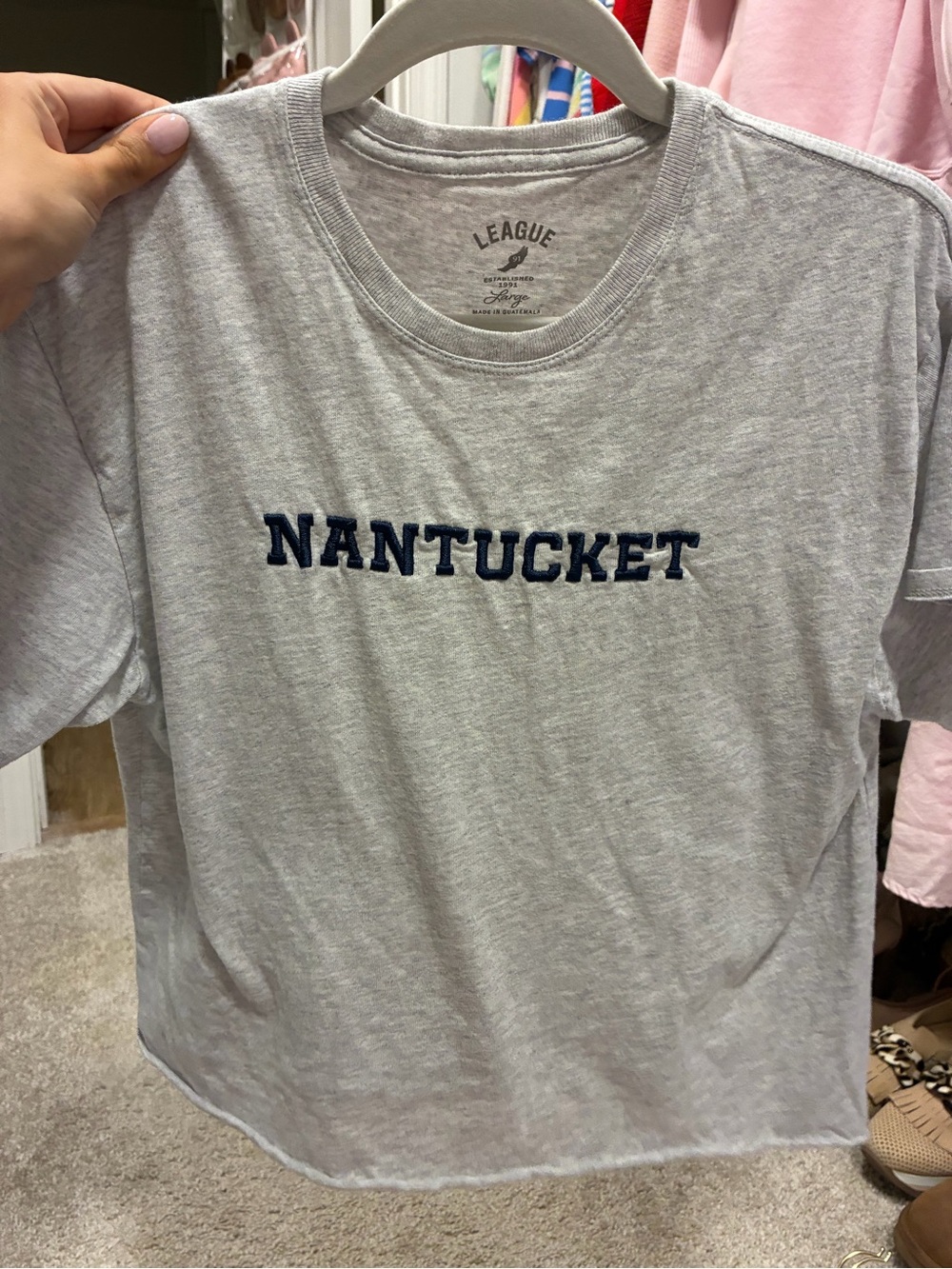 League Heather Gray Crewneck Tee with Subtle Logo